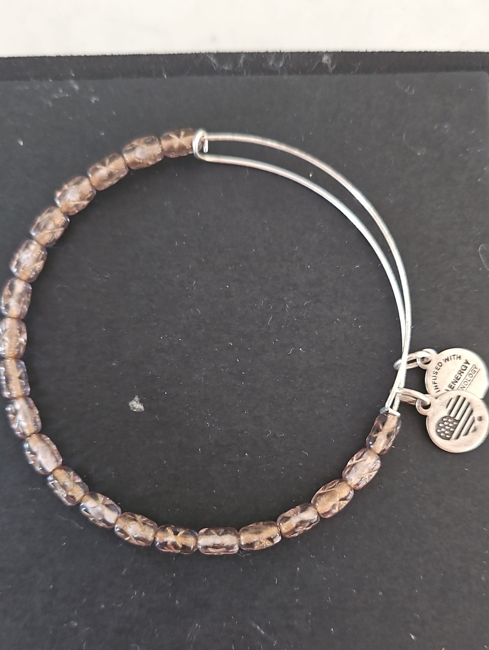 Beaded Pink/purple Stretch Bracelet with Silver Charms